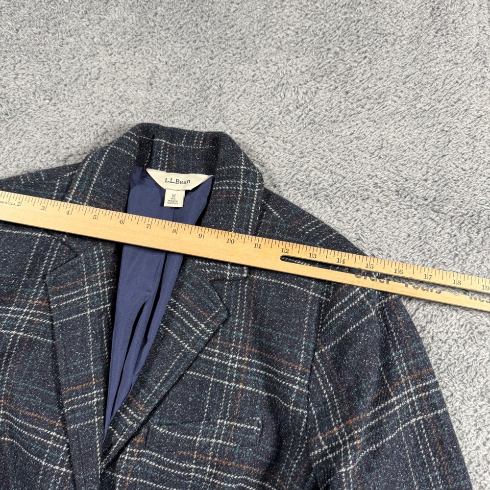 LLBean Women Windowpane Plaid Blazer Jacket Wool‎ Silk Front Pockets Size Medium - Picture 10 of 10